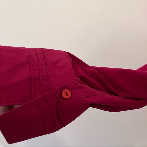 Gerry Weber Women’s  Hot Pink Sz.14 V-neck Blouse Pleated Button Front Y2K - Picture 7 of 9